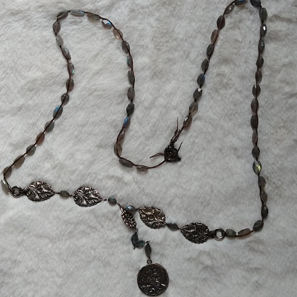 Love heals St Georges token necklace Labradorite